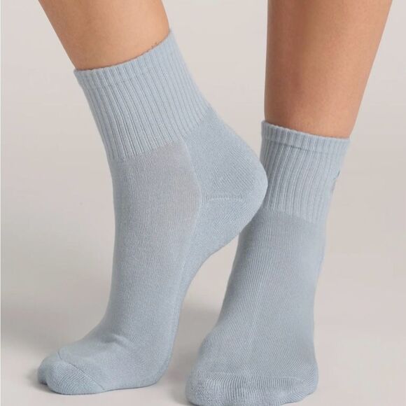 Ted Baker Blue Gray White High Quarter Crew Floral Embroidery Stretch Socks 3pk - Picture 7 of 12